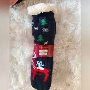 WINTER Thermal Fleece Lined Christmas Socks Size 5-7 NWT